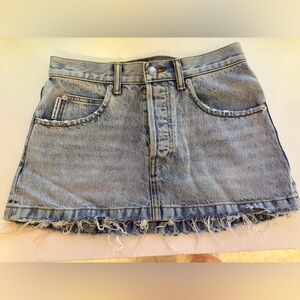 Alexander Wang Denim Mini Skirt with Frayed Hem